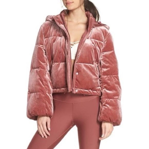 ALO Yoga Jackets & Blazers - ALO Yoga Rosewood Velvet Puffer Jacket  Coat Hooded